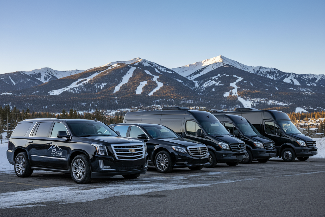 B Line express Vail, Co show a fleet of a variety of car types